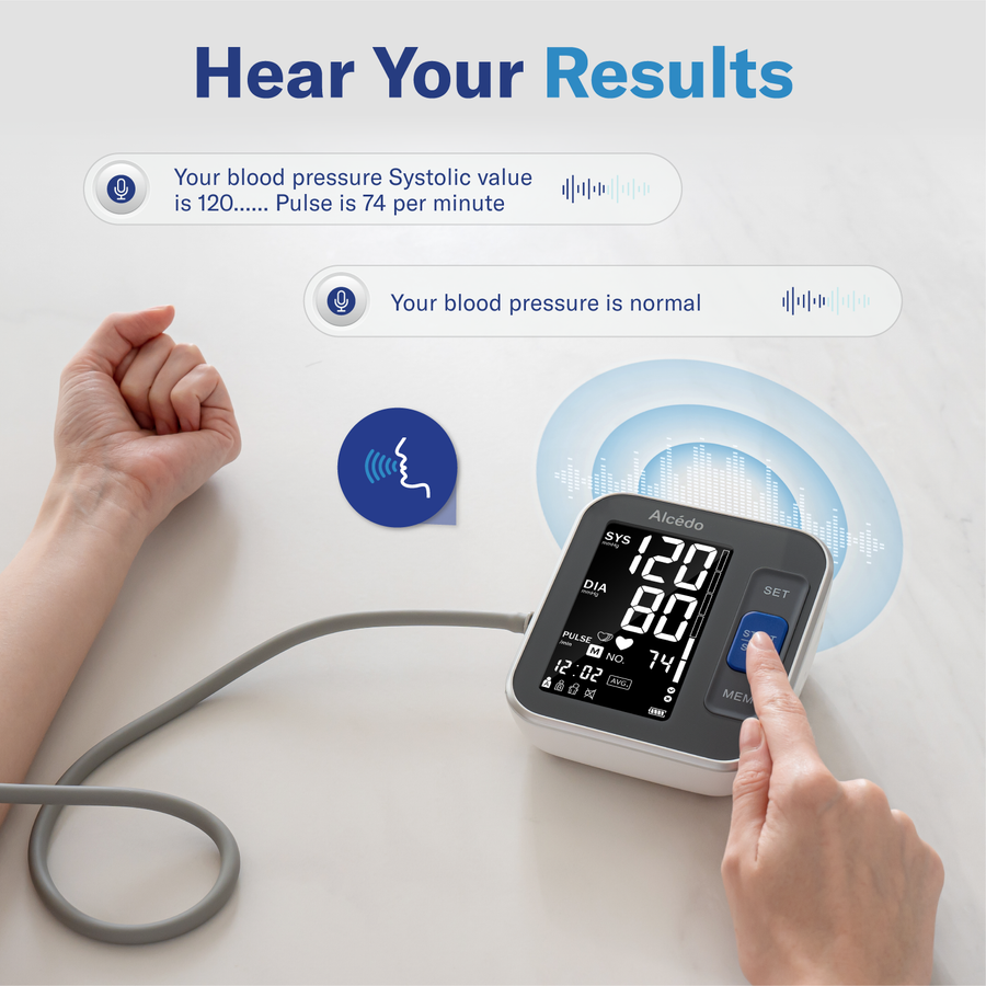  Alcedo Blood Pressure Monitor for Home Use, Accurate Digital  Upper Arm BP Machine with 8.7 to 16.5 inch Cuff, 2x120 Memory, Large  Backlit Screen, Battery Included, Talking Function : Health & Household